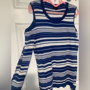 Women Cold Shoulder Striped T-Shirt